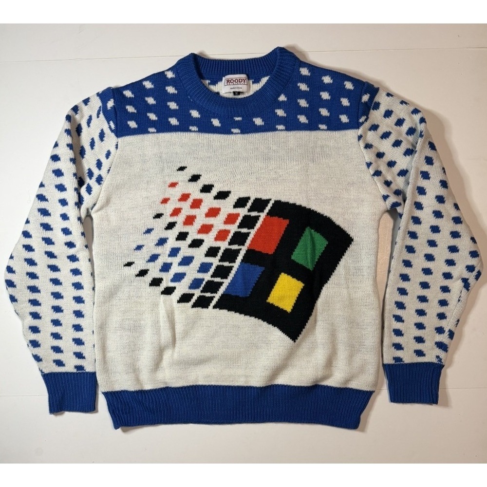 Microsoft Windows 95 Ugly Sweater Size Medium Christmas Holiday